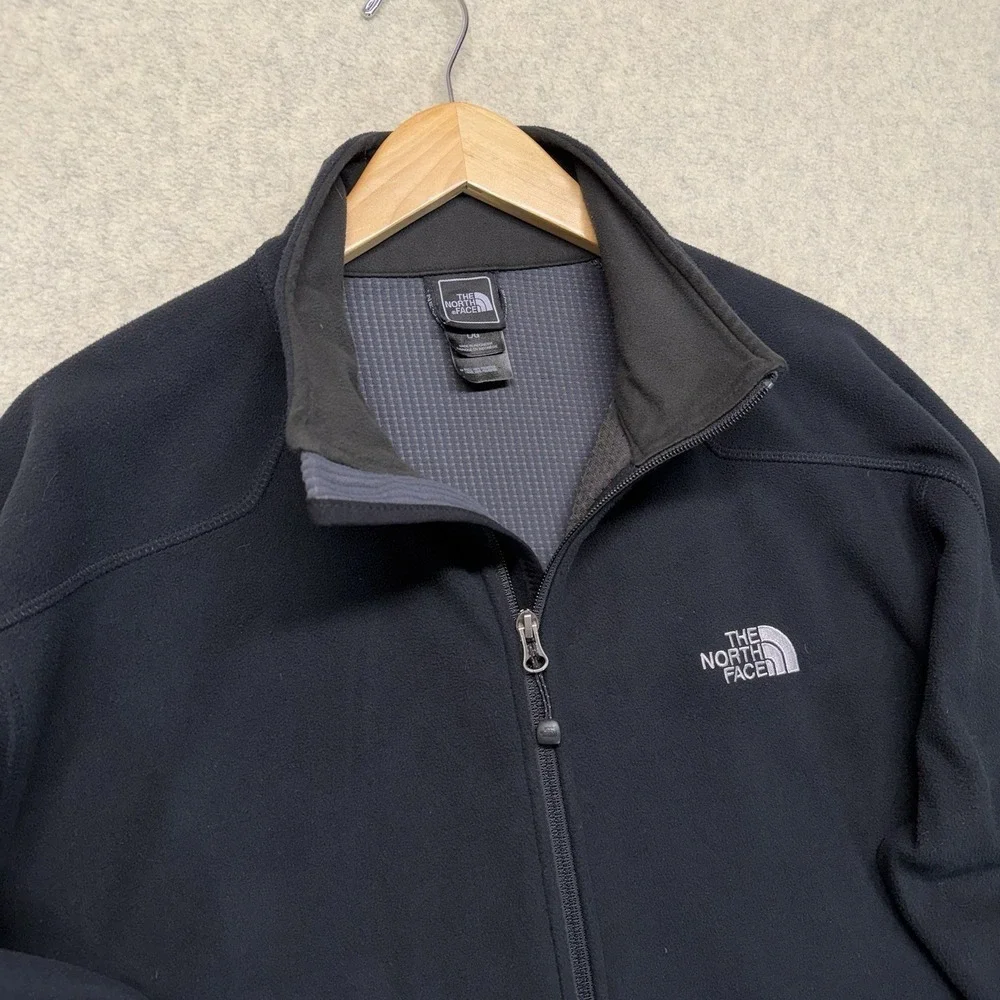 The North Face Mens Large Black Full Zip Fleece Jacket Outdoor Hiking
